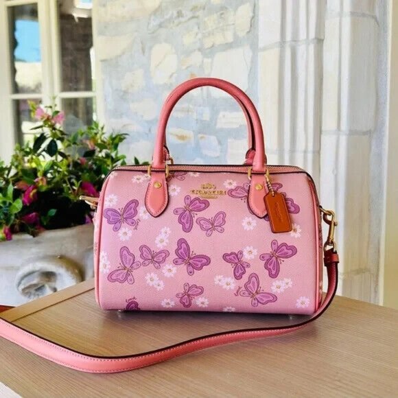 Coach Rowan Butterfly Leather Satchel/ Natalia Wallet Pink NWT Womens Authentic - Picture 2 of 15